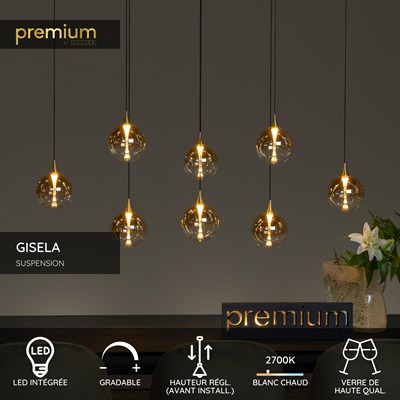 Lucide GISELA - Suspension - LED Dim. - 8x3,9W 2700K - Ambre | Premium